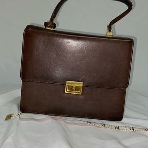 Vintage brown leather handbag lock purse